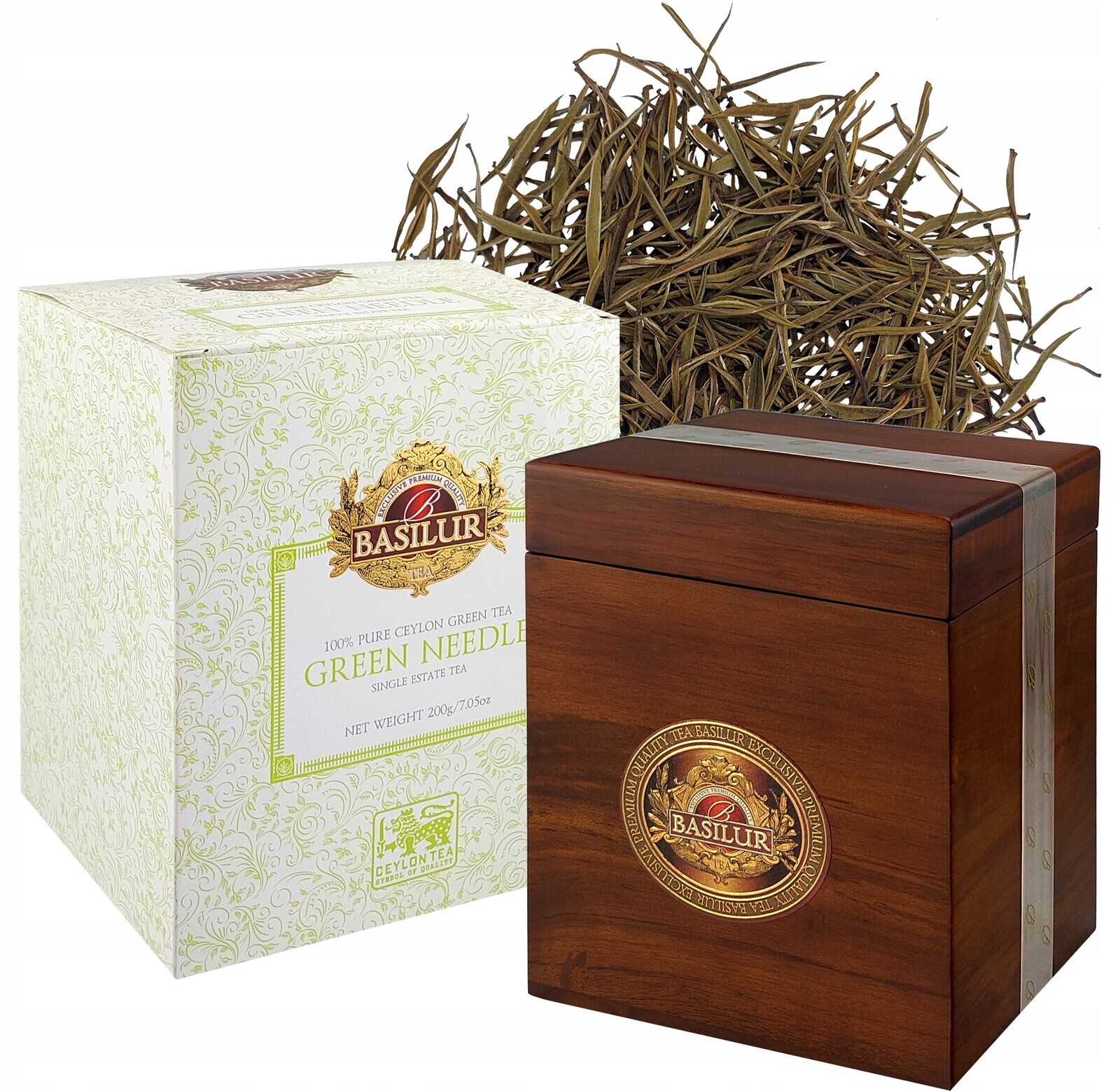 Basilur exkluzivní zelený čaj Silver Green Needle v krabičce 200 g