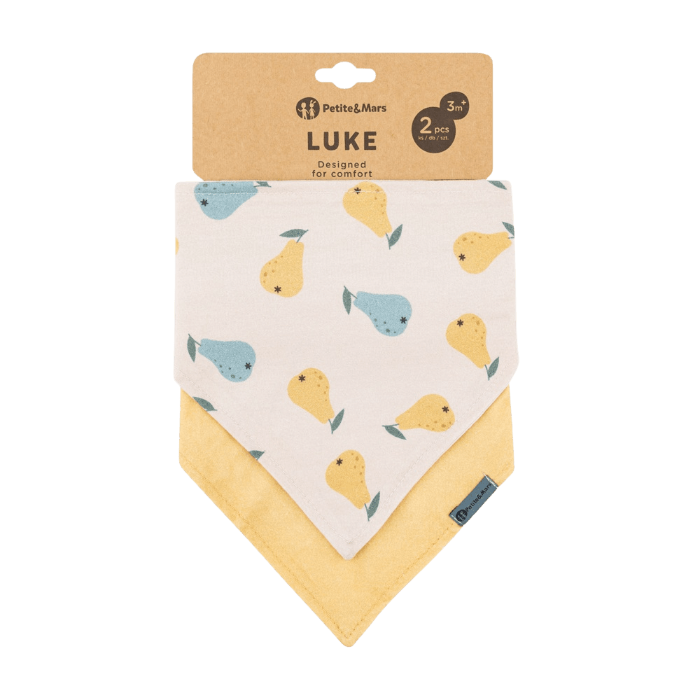 PETITE&MARS Bryndák bandana Luke Beige Pears&Intense Ochre 3m+, 2 ks