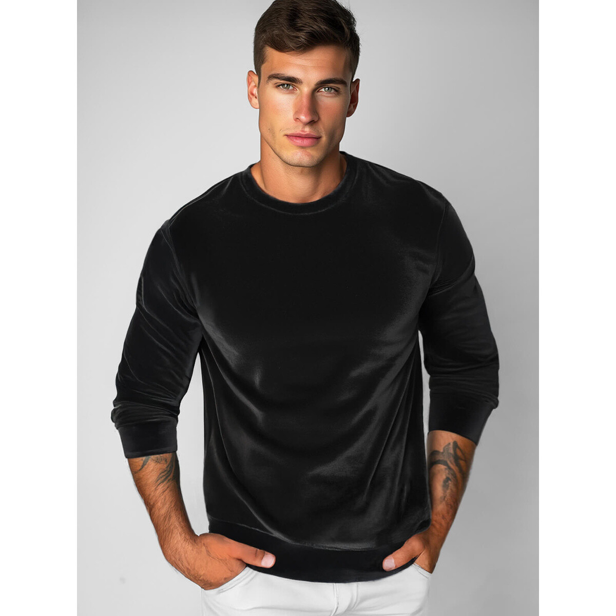 Ozonee  Pánská mikina bez zapínání Meksh černá  Černá