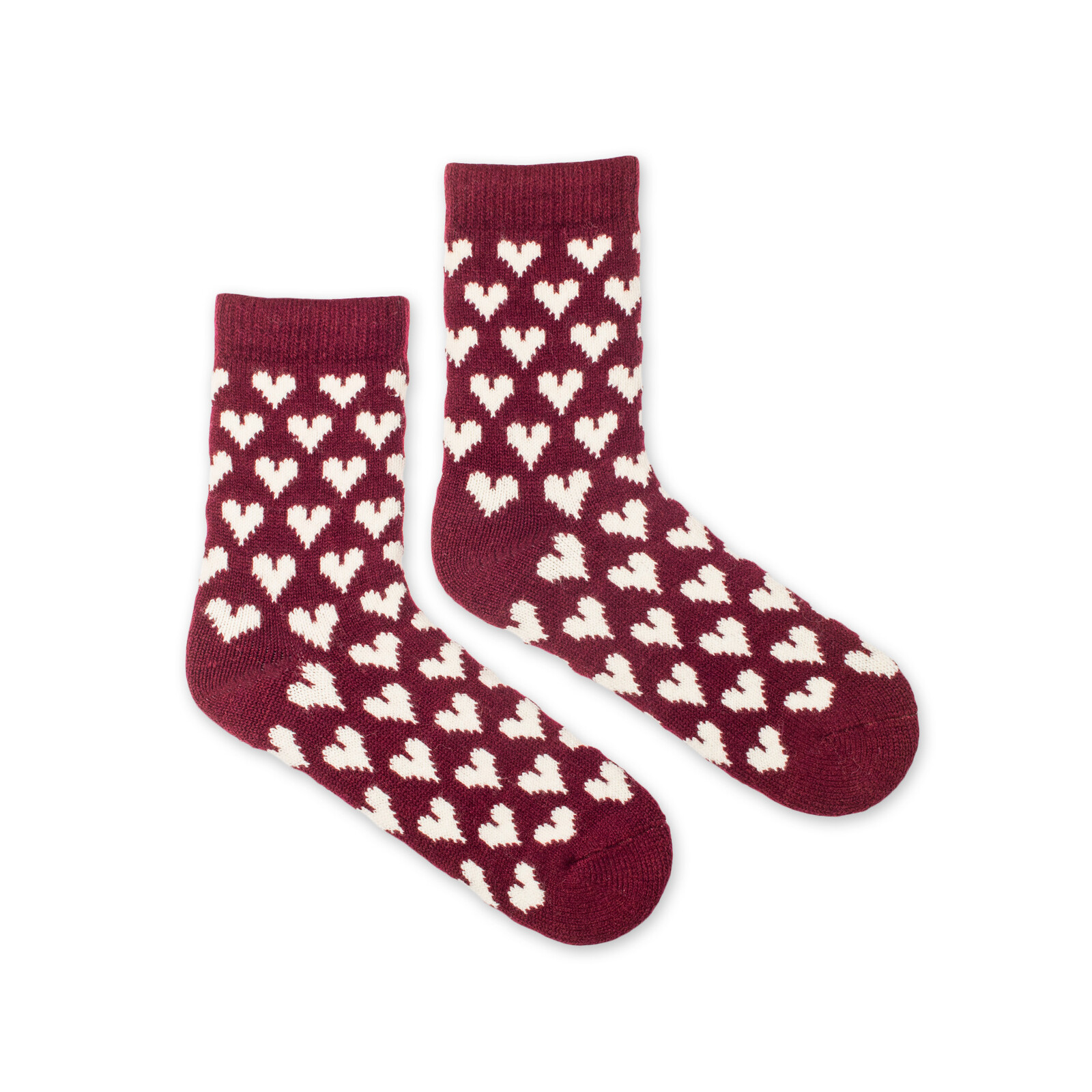 Dětské vlněné ponožky Vlnáč Srdce bordó