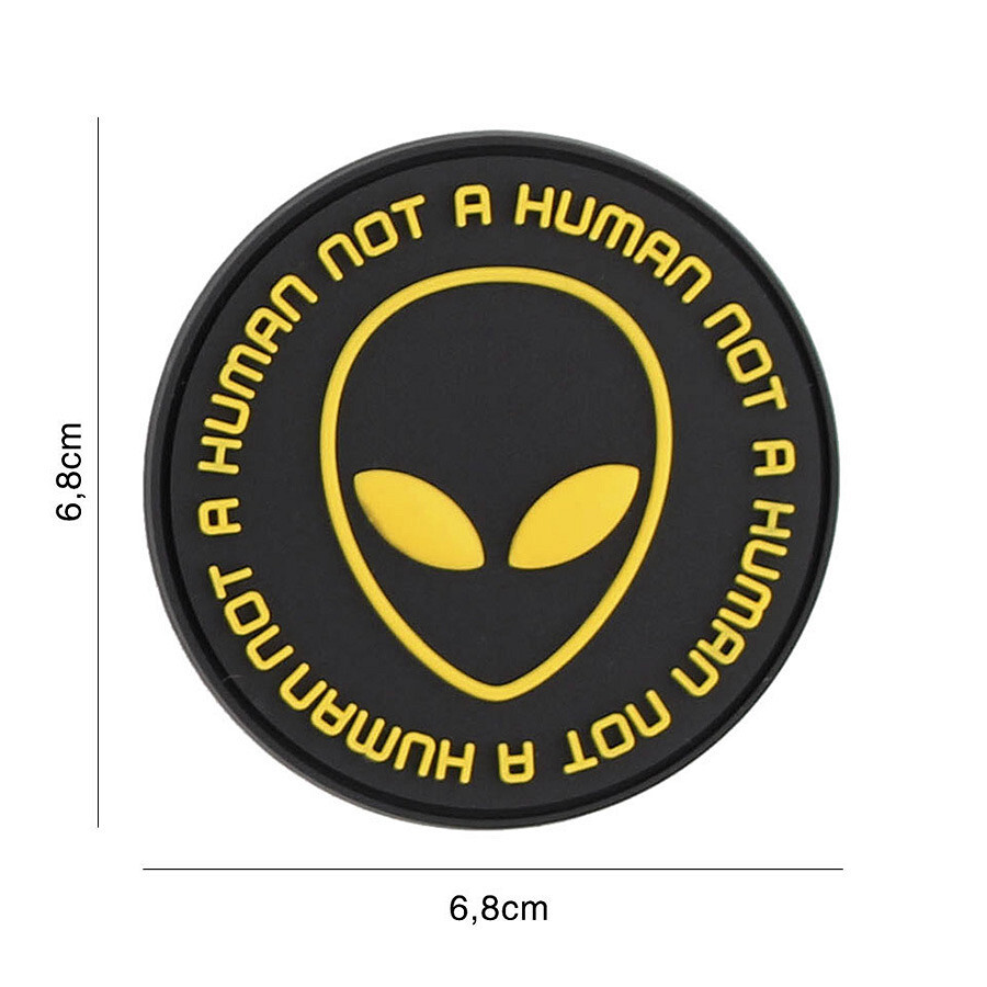 Gumová nášivka Fostex Not human - černá-žlutá