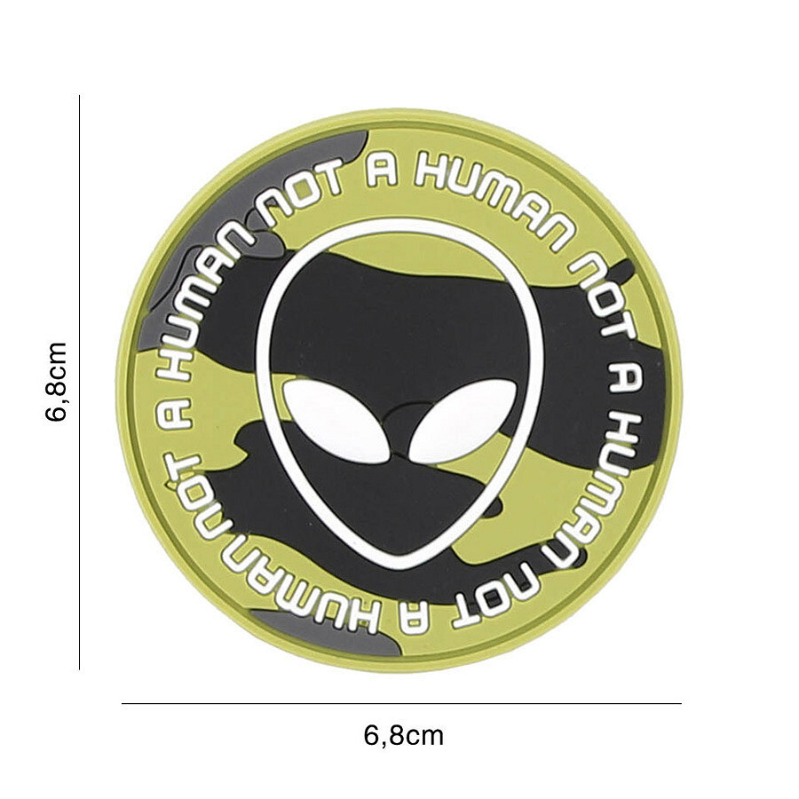 Gumová nášivka Fostex Not human - woodland-bílá