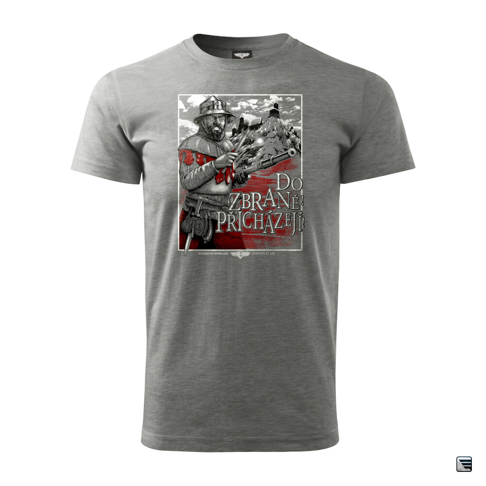 Triko Mars and Arms Žižka Do zbraně - šedé, L