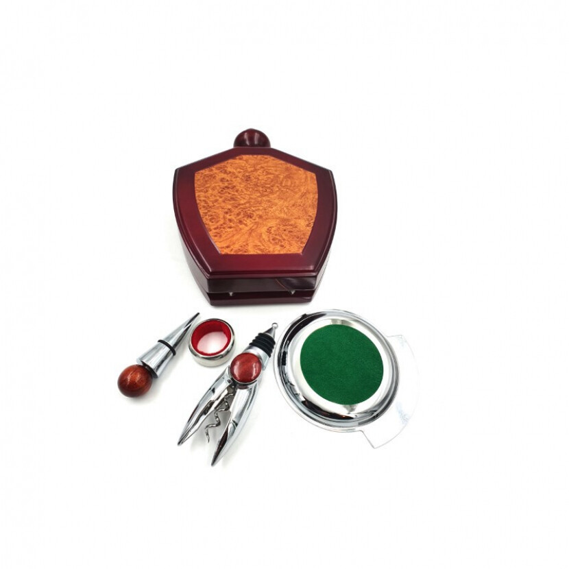 Exkluzivní 4-dílná sada na víno v dřevěné krabičce - barevná