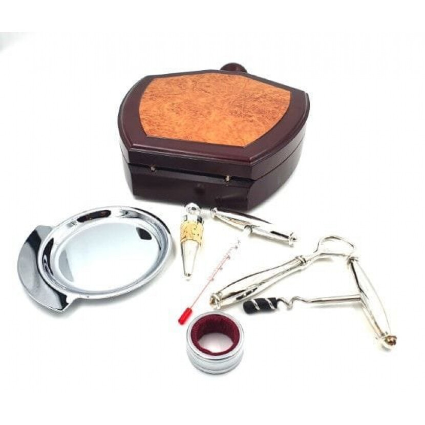 Exkluzivní 6-dílná sada na víno v dřevěné krabičce - barevná