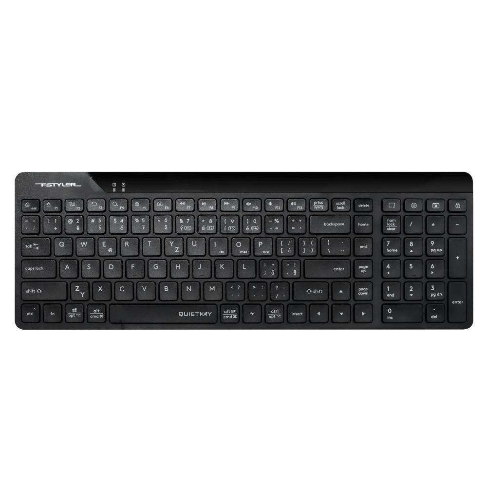 A4tech FStyler FBK23 AS, bezdrátová Dual mode Bluetooth+2, 4G klávesnice, CZ, černá