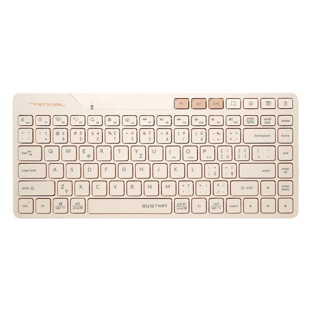 A4tech FStyler FBK26C AS, bezdrátová Dual mode Bluetooth+2, 4G klávesnice, CZ, caffe latte