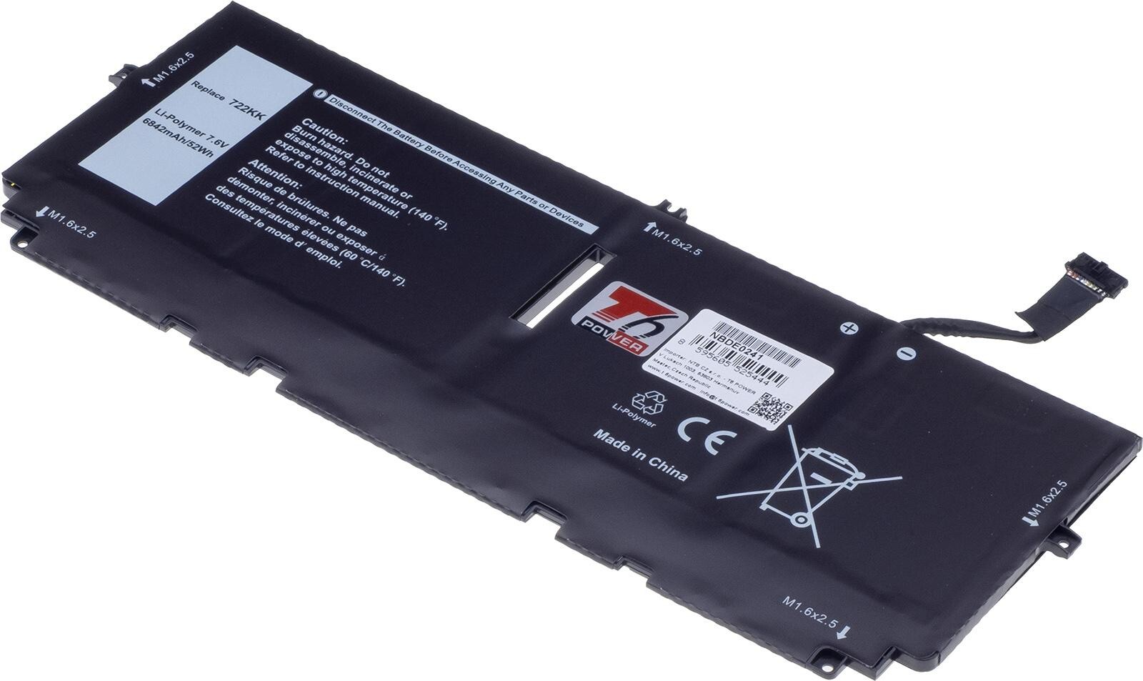 Baterie T6 Power pro Dell XPS 13 9300, XPS 13 9310, 6842mAh, 52Wh, 4cell, Li-pol