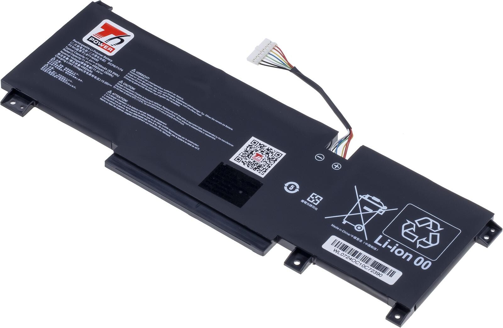Baterie T6 Power pro MSI BTY-M492, 4700mAh, 53,5Wh, 3cell, Li-pol, white connector