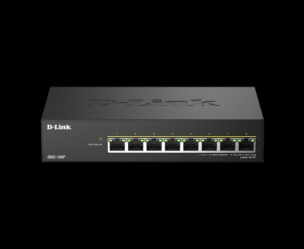 D-Link DMS-108P/E 8-Port 2.5G Multi-Gigabit Unmanaged PoE Switch