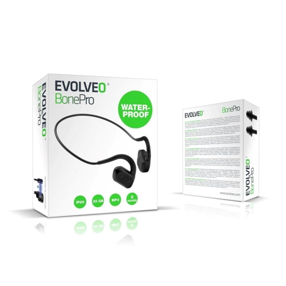 EVOLVEO bezdrátová sluchátka BonePro MP3 32GB, na lícní kosti, černá