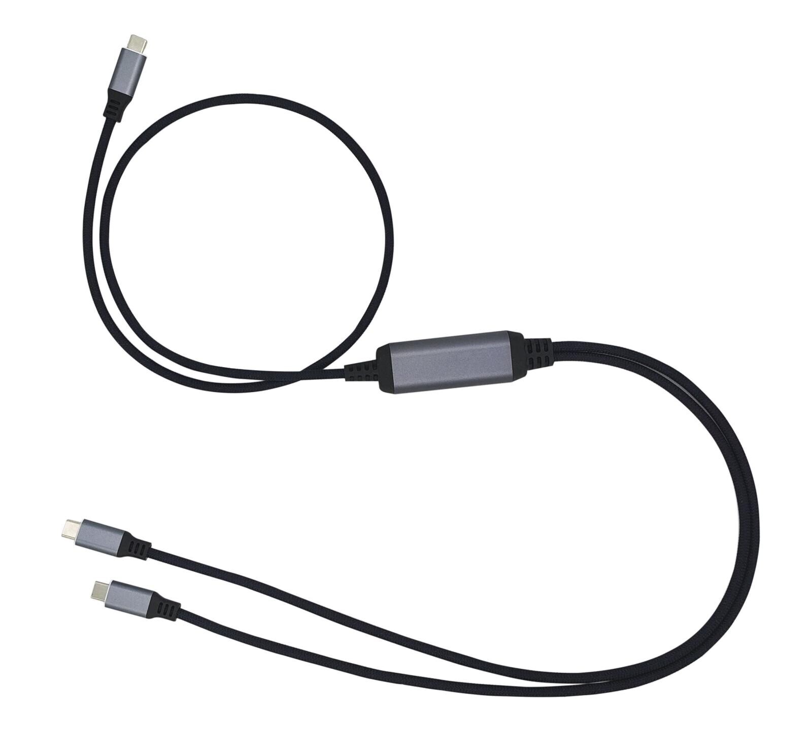 Kabel C-TECH USB Type-C PD 100W power splitter, 0,7m + 2x0,5m, černý