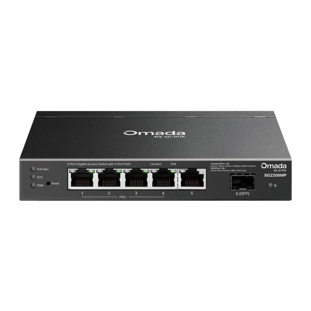 TP-Link OMADA switch SG2206MP (5xGbE, 1xSFP, 4xPoE+, 63W, fanless)