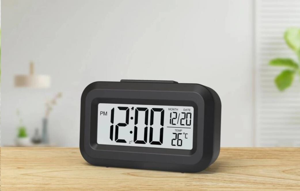 WG - Budík s vnitřním teploměrem WG DigiTherm Alarm, černá