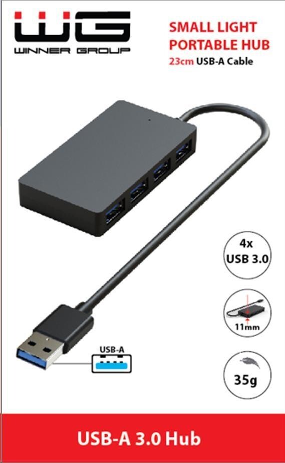 WG - HUB USB-A na 4x USB-A, USB 3.0, 5Gbps, černá