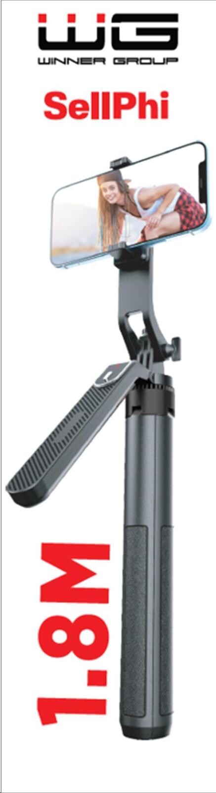 WG - Selfie tyč WG 7, Selfie tyč + tripod + teleskopický GoPro stojan, bluetooth, černá