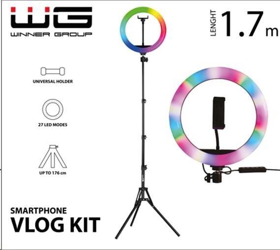 WG - Vlog Kit základní sada pro natáčení video blogů, s RGB LED světlem a tripodem 1, 7 metru