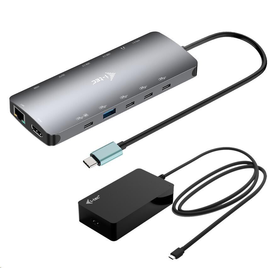 i-tec USB-C Metal Nano 3x Display Dock, 2x HDMI 1x USB-C video, PD 140W + Universal Charger 140 W