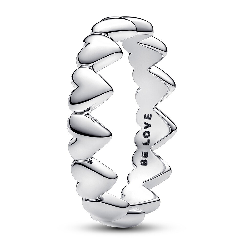 Pandora Stříbrný srdíčkový prsten 193427C00 58 mm