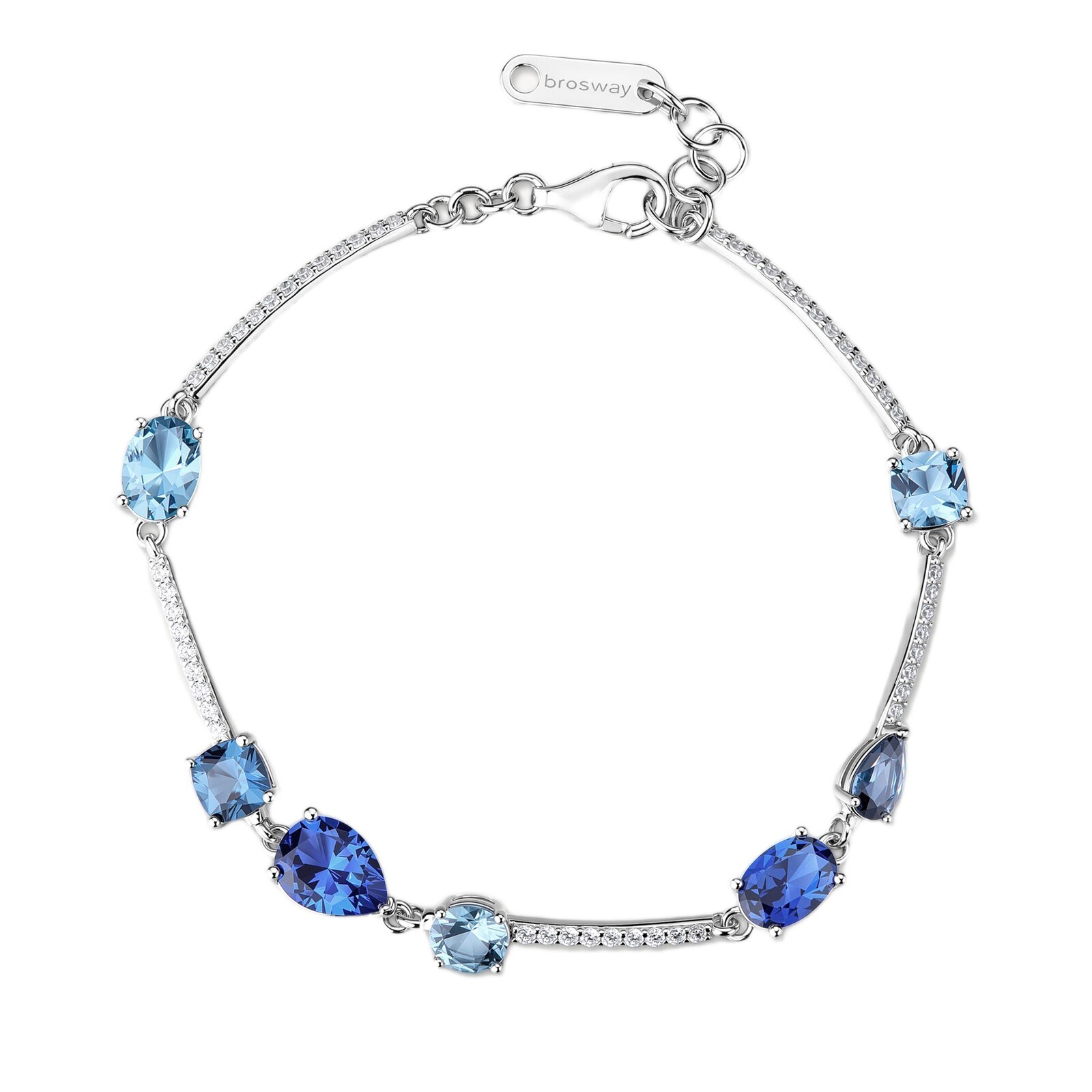 Brosway Stříbrný náramek s modrými kubickými zirkony Fancy Freedom Blue FFB132