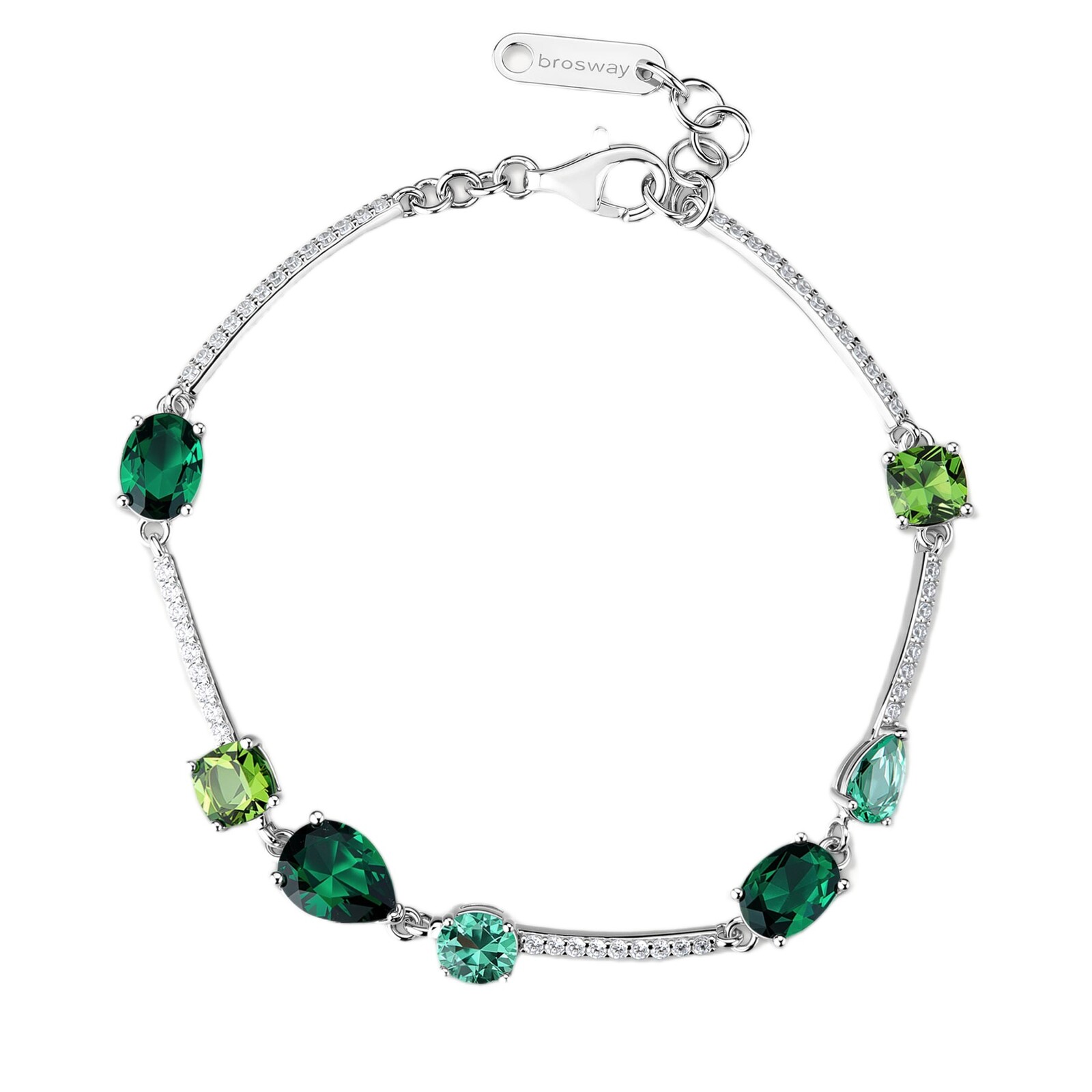 Brosway Stříbrný náramek se zelenými kubickými zirkony Fancy Life Green FLG151