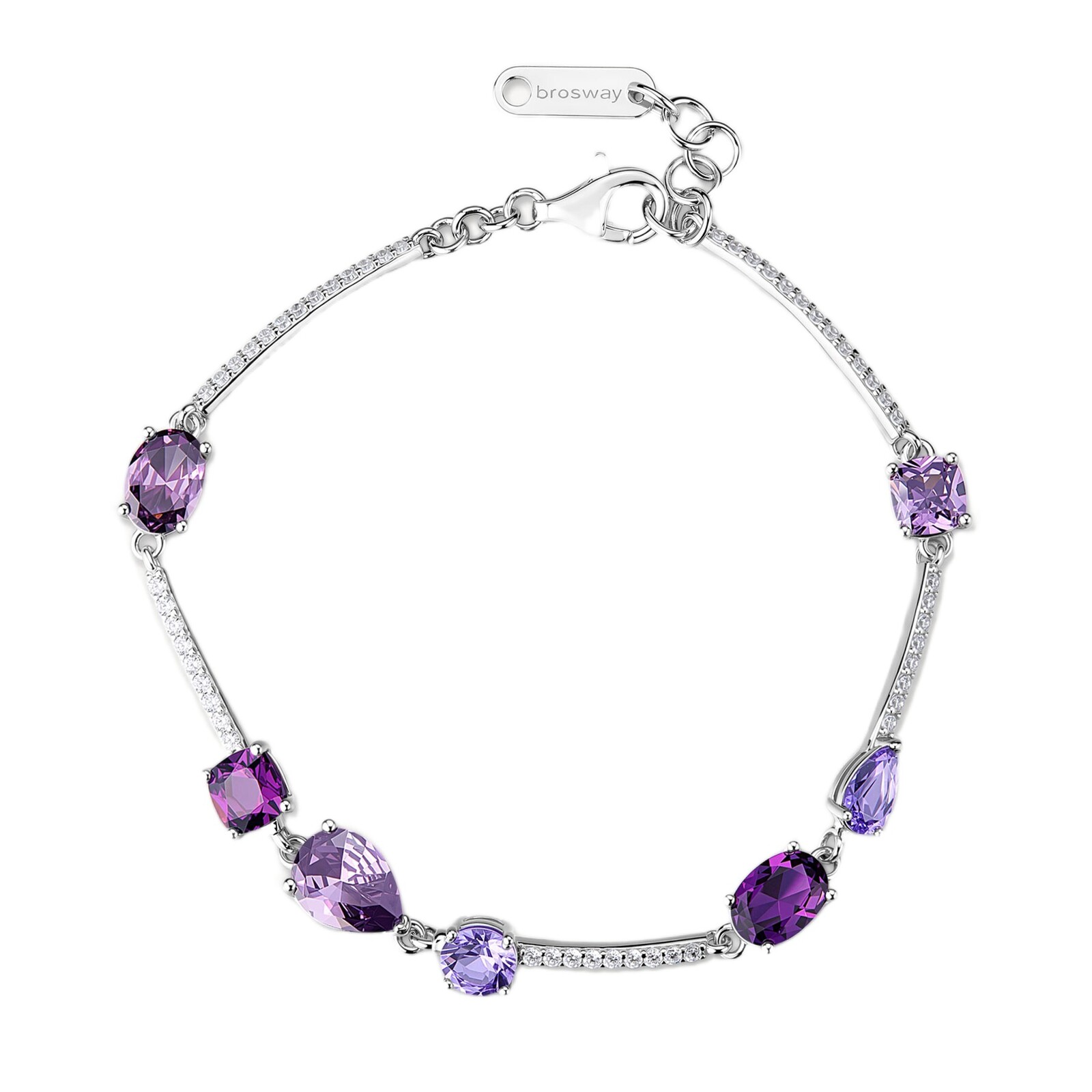 Brosway Stříbrný náramek s fialovými kubickými zirkony Fancy Magic Purple FMP132