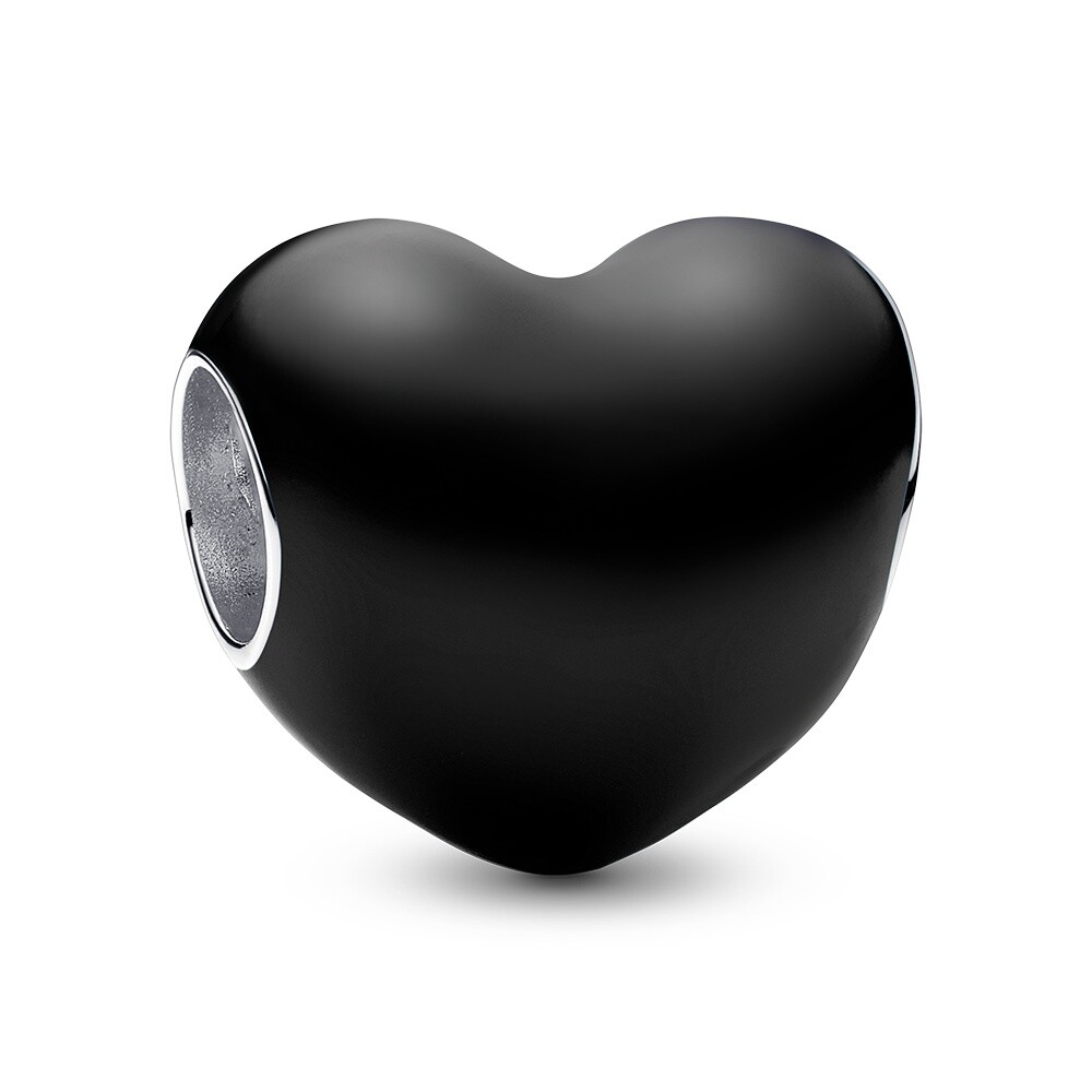 Pandora Romantický korálek Metalické černé srdce Moments 793337C04