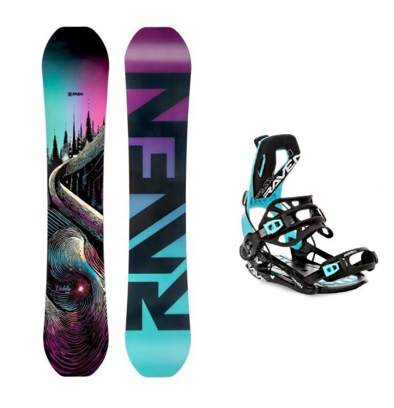 Raven Dahlia Carbon Mint/Pink dámský snowboard + Raven Fastec FT360 black/mint vázání