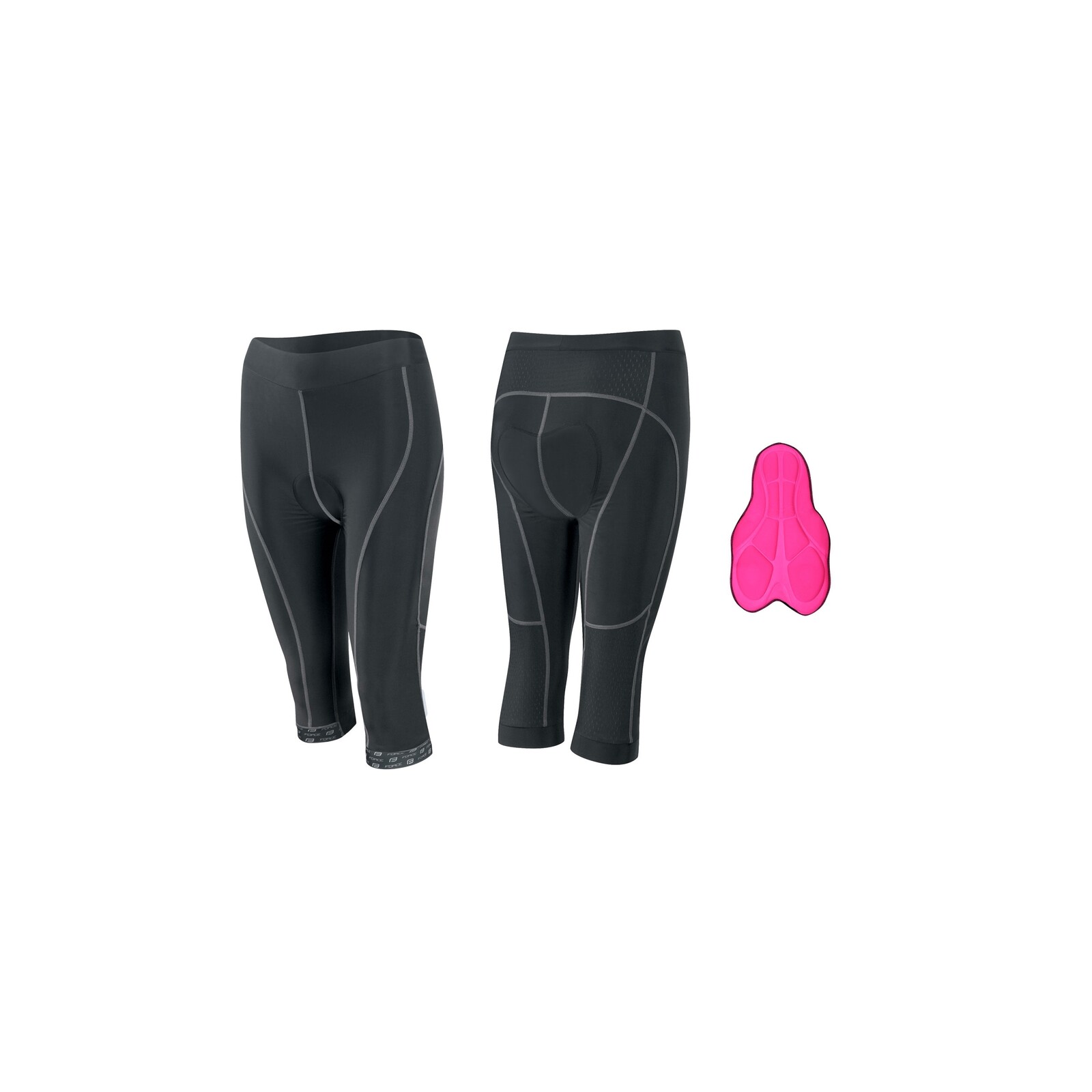 kraťasy F LADY BIKE 3/4 do pasu s vložkou,černé - XL