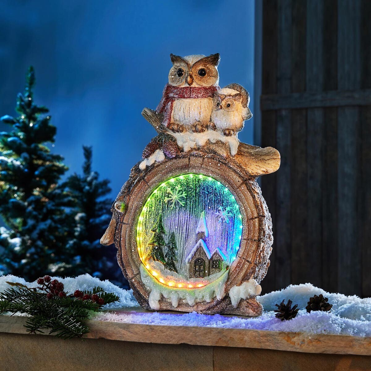 Die moderne Hausfrau LED dekorace Zimní sovy