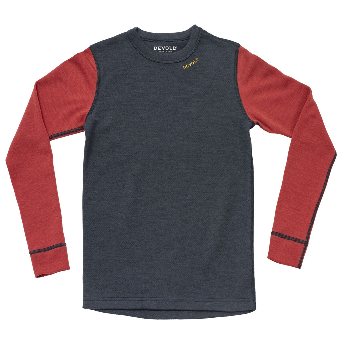 Dětské funkční triko Devold Expedition Merino Shirt Jr Dětská velikost: 152 / Barva: modrá/červená