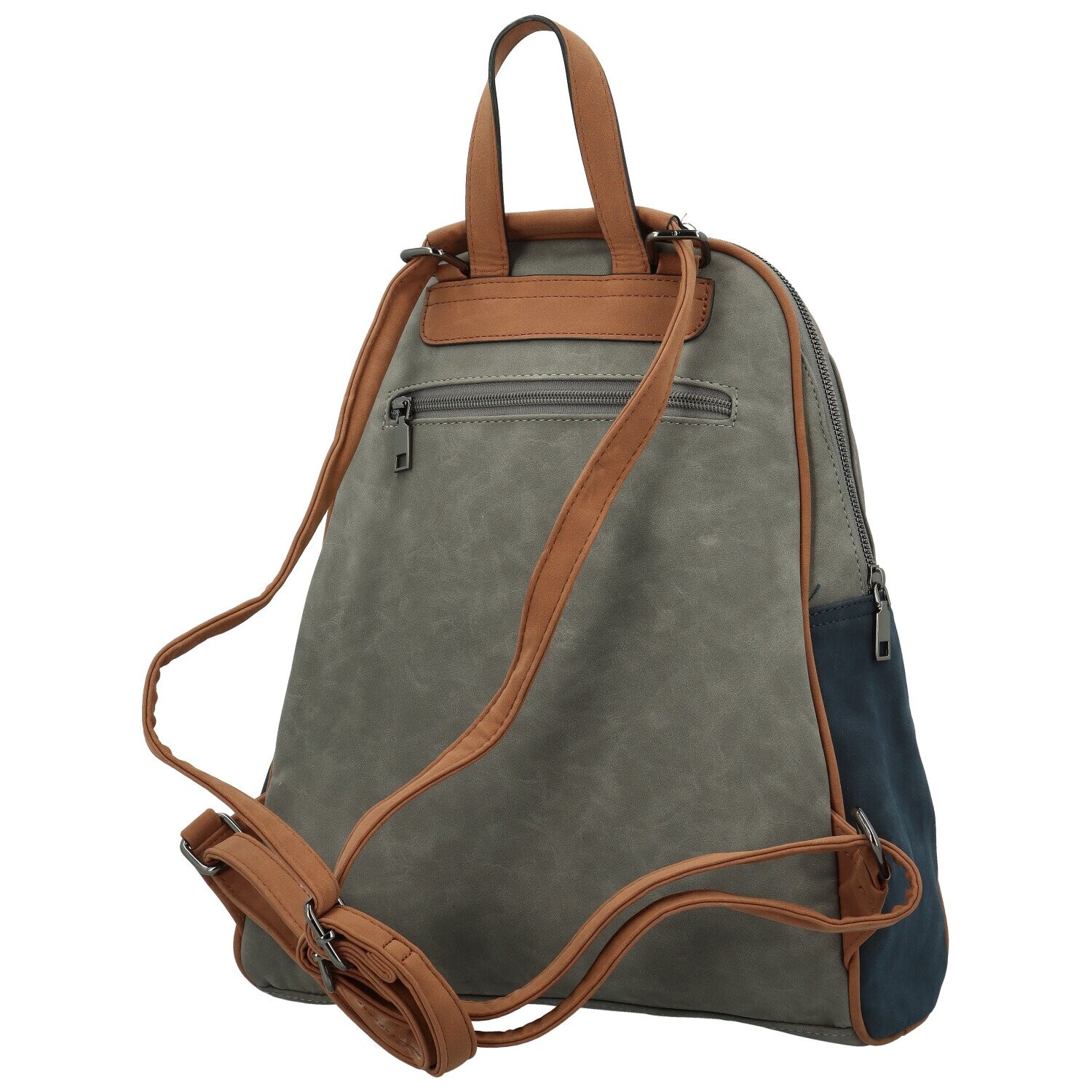 Trendy dámský koženkový kabelko-batoh Ticiana, šedo-modrý