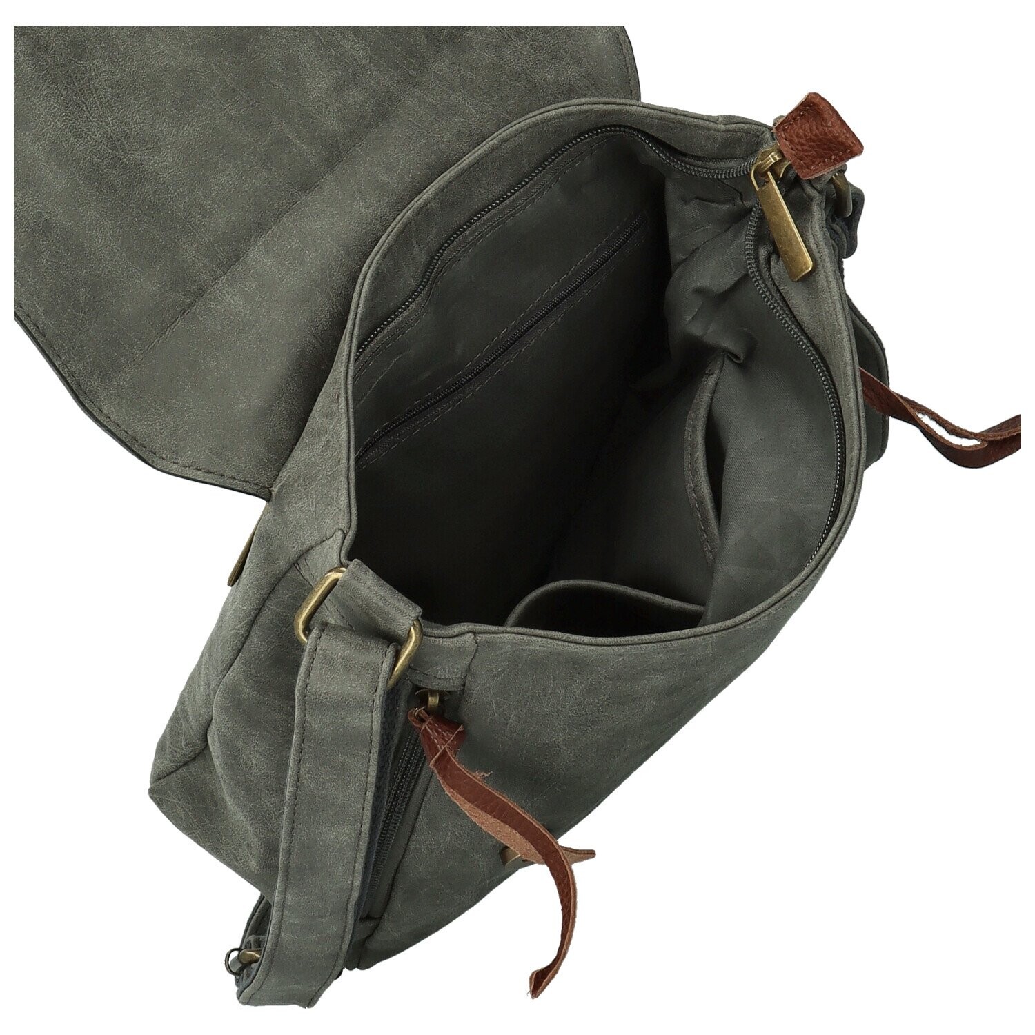 Trendy dámská koženková crossbody kabelka Anelise, tmavě šedá