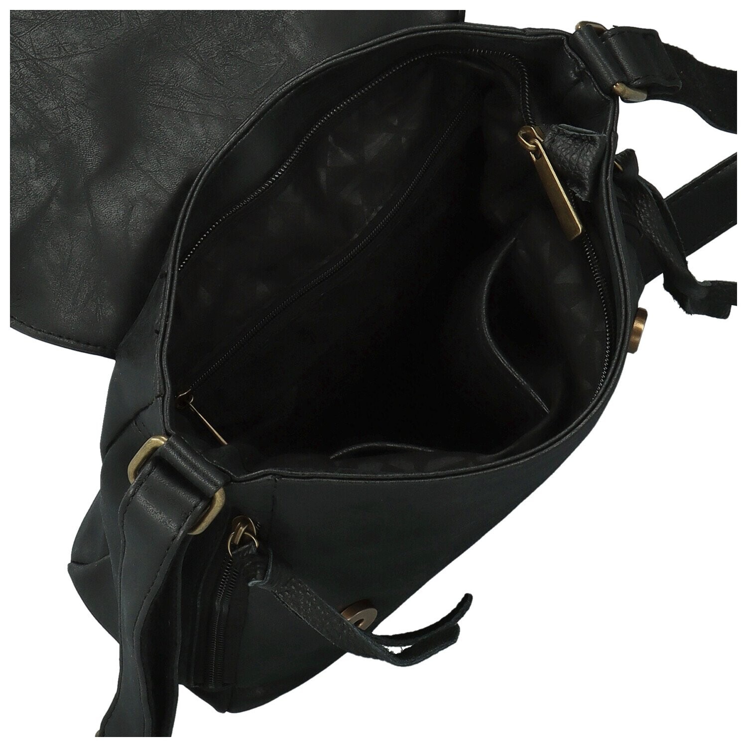 Trendy dámská koženková crossbody kabelka Anelise, černá