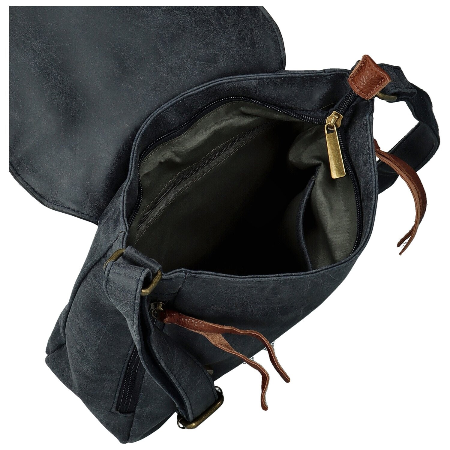 Trendy dámská koženková crossbody kabelka Anelise, tmavě modrá