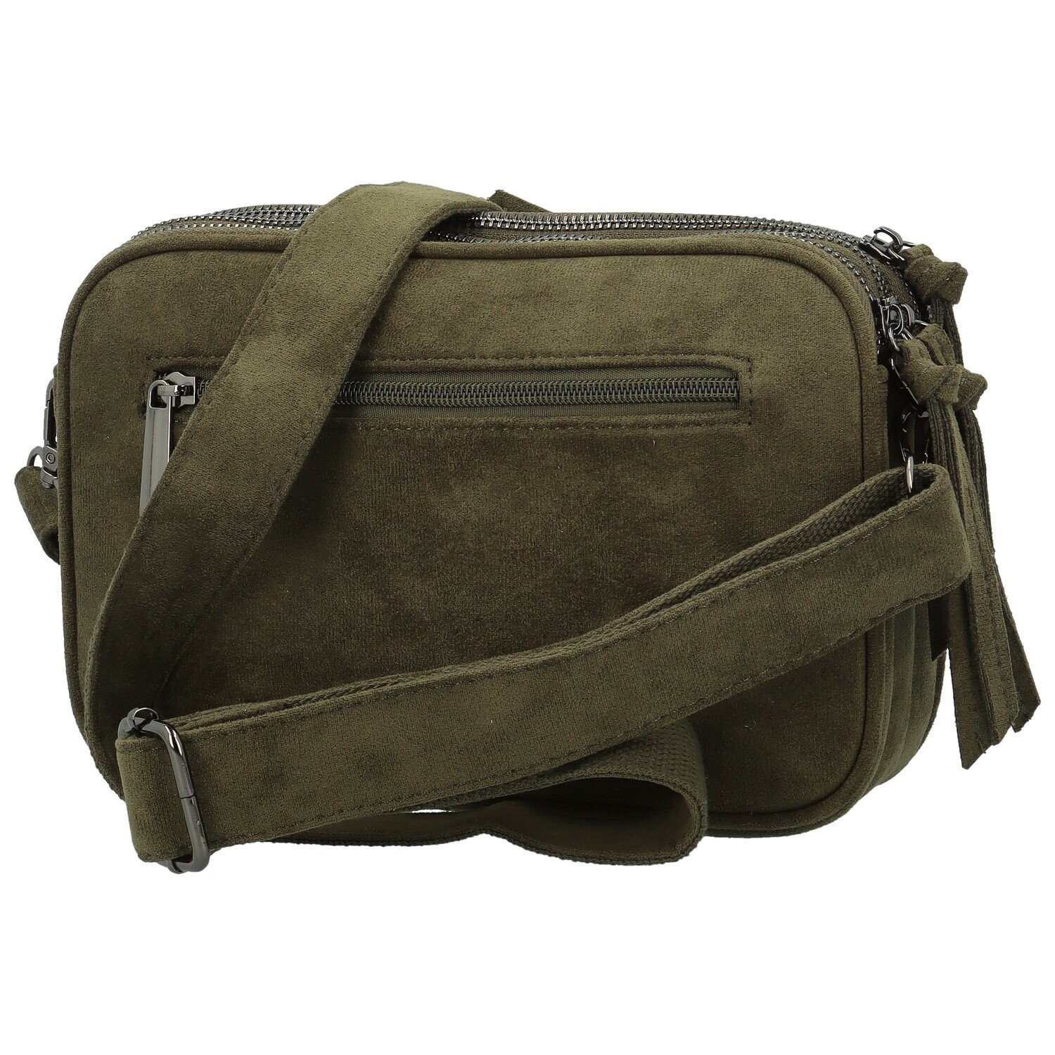 Stylová dámská koženková crossbody kabelka Ariona, tmavě zelená