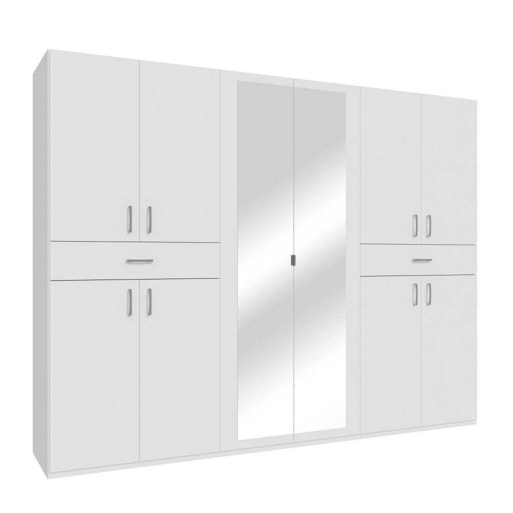 Skříň CANJOR se zrcadly a zásuvkami, bílá, 5 let záruka