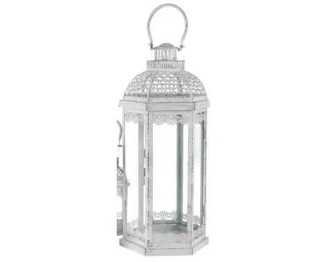 Kovová lucerna Aloha 58 cm, bílá antik