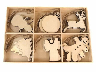 Dřevěné vánoční ozdoby k dozdobení – 30 ks