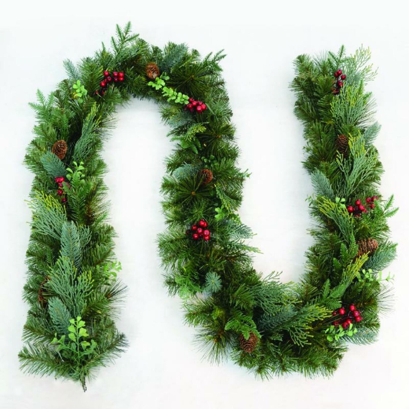 ACA Lighting vánoční girlanda PE/PVC bobule a šišky 270cm X162707