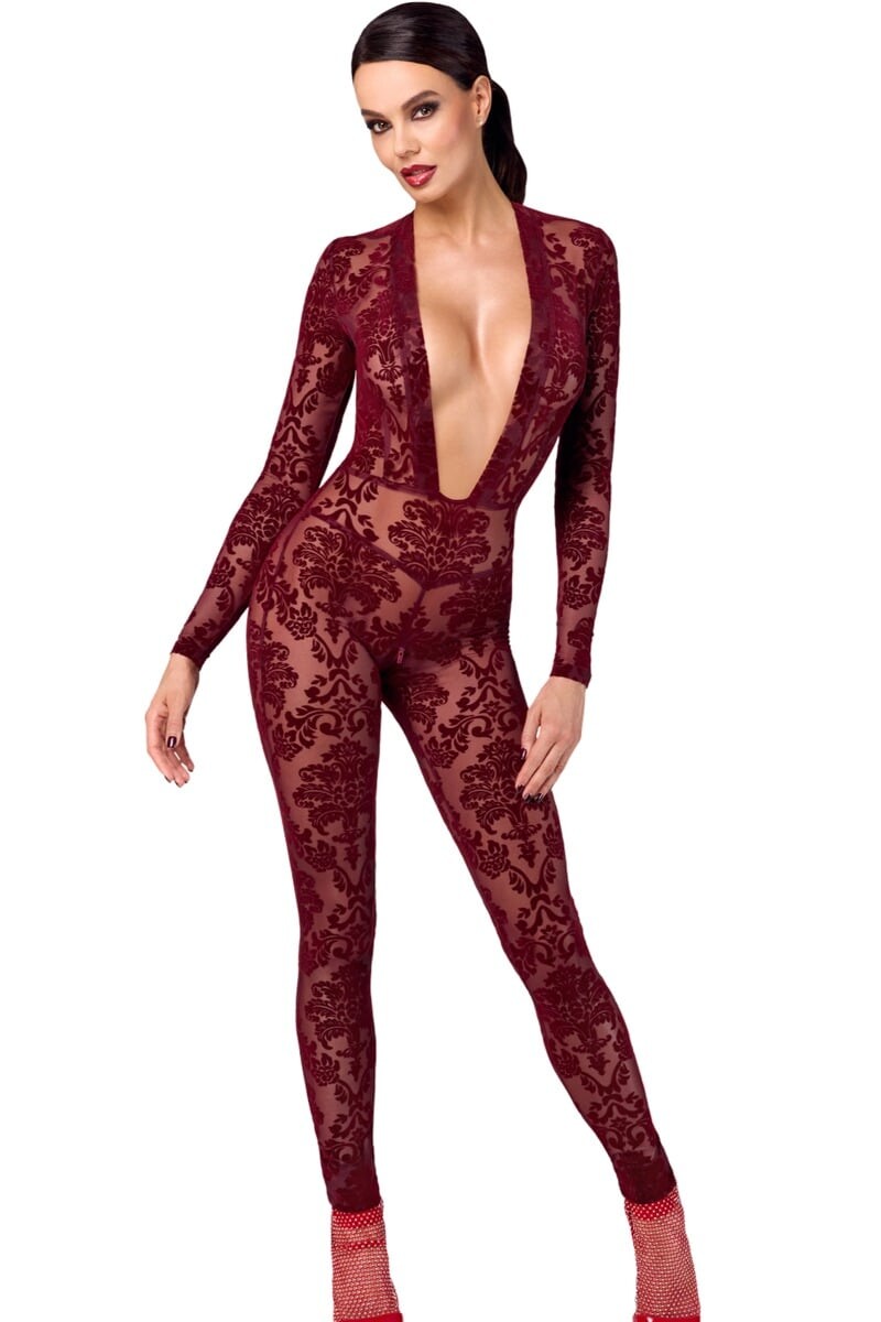 Bordový krajkový overal Kink Royal