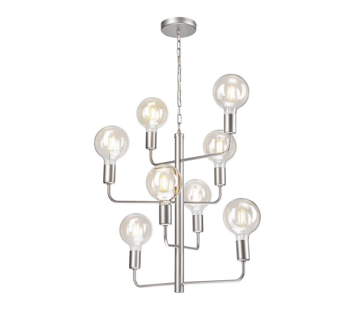 Lustr na řetězu ORLANDO 8xE27/60W/230V stříbrná LM 8.147