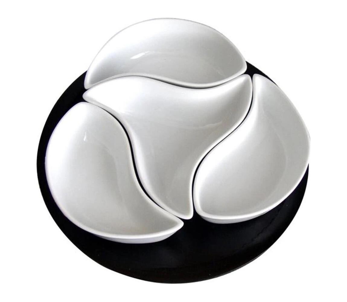 UTC Sada misek s podnosem TORO 4 ks keramika/dřevo 590047