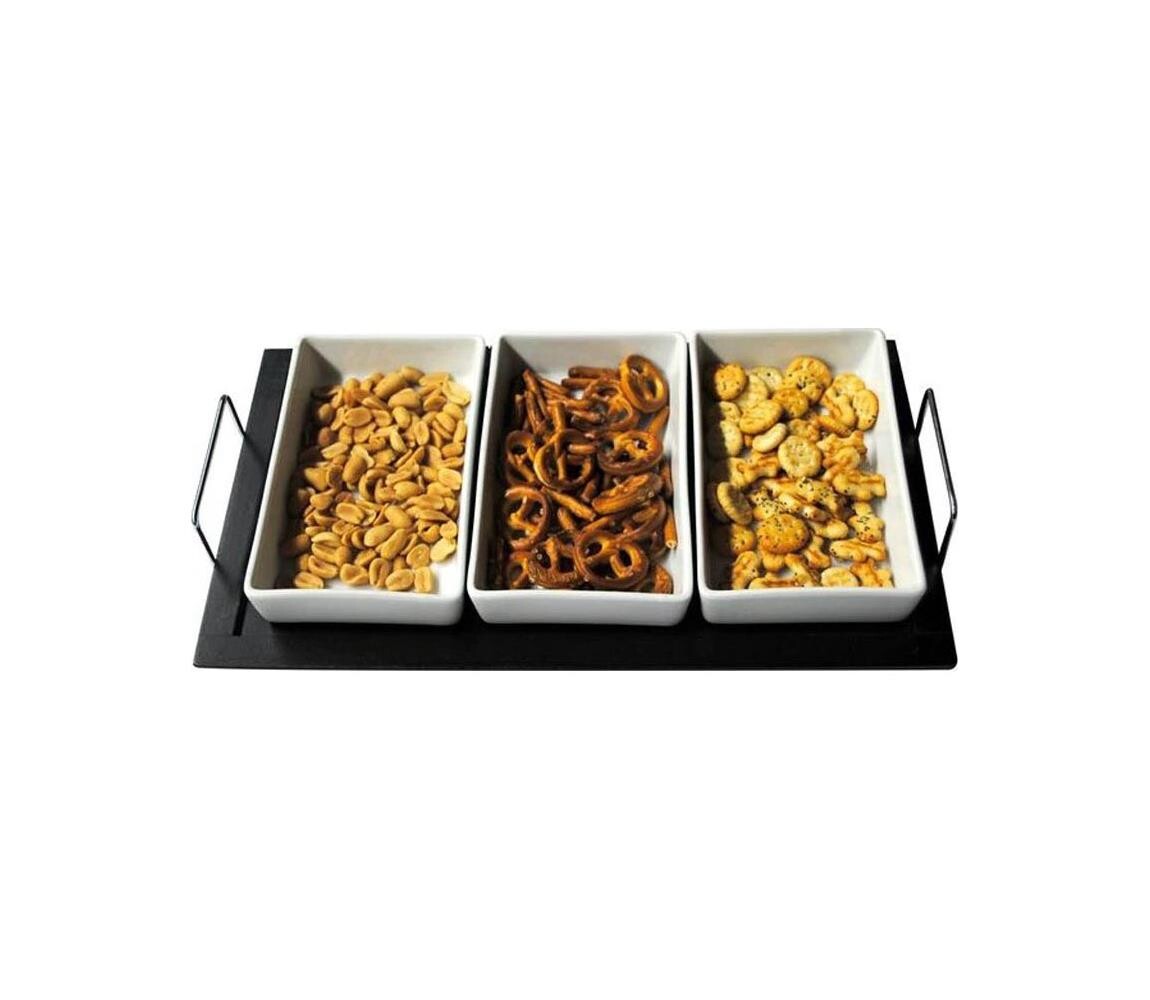 UTC Sada misek s podnosem TORO 3 ks keramika/dřevo 590046