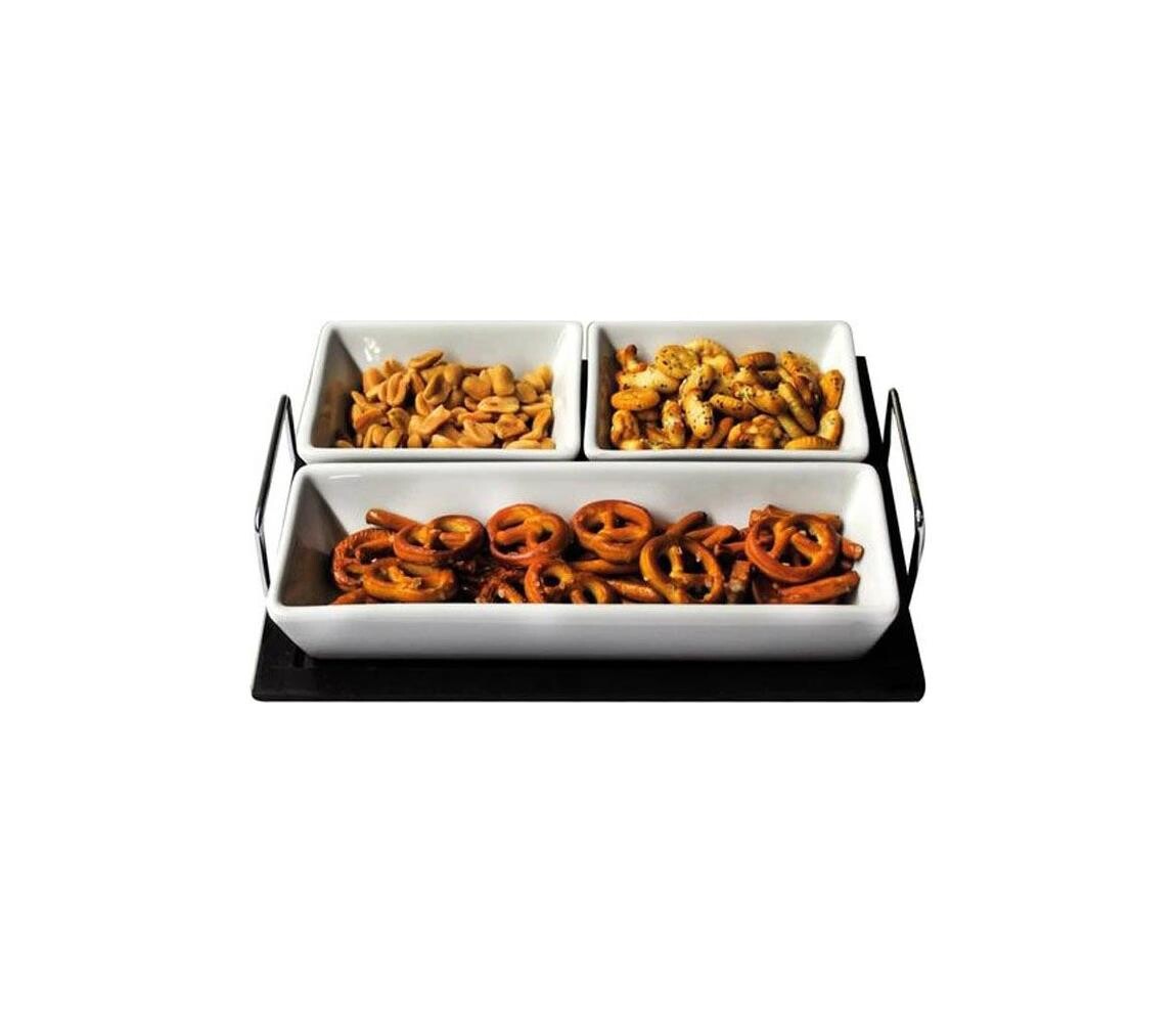 UTC Sada misek s podnosem TORO 3 ks keramika/dřevo 590052