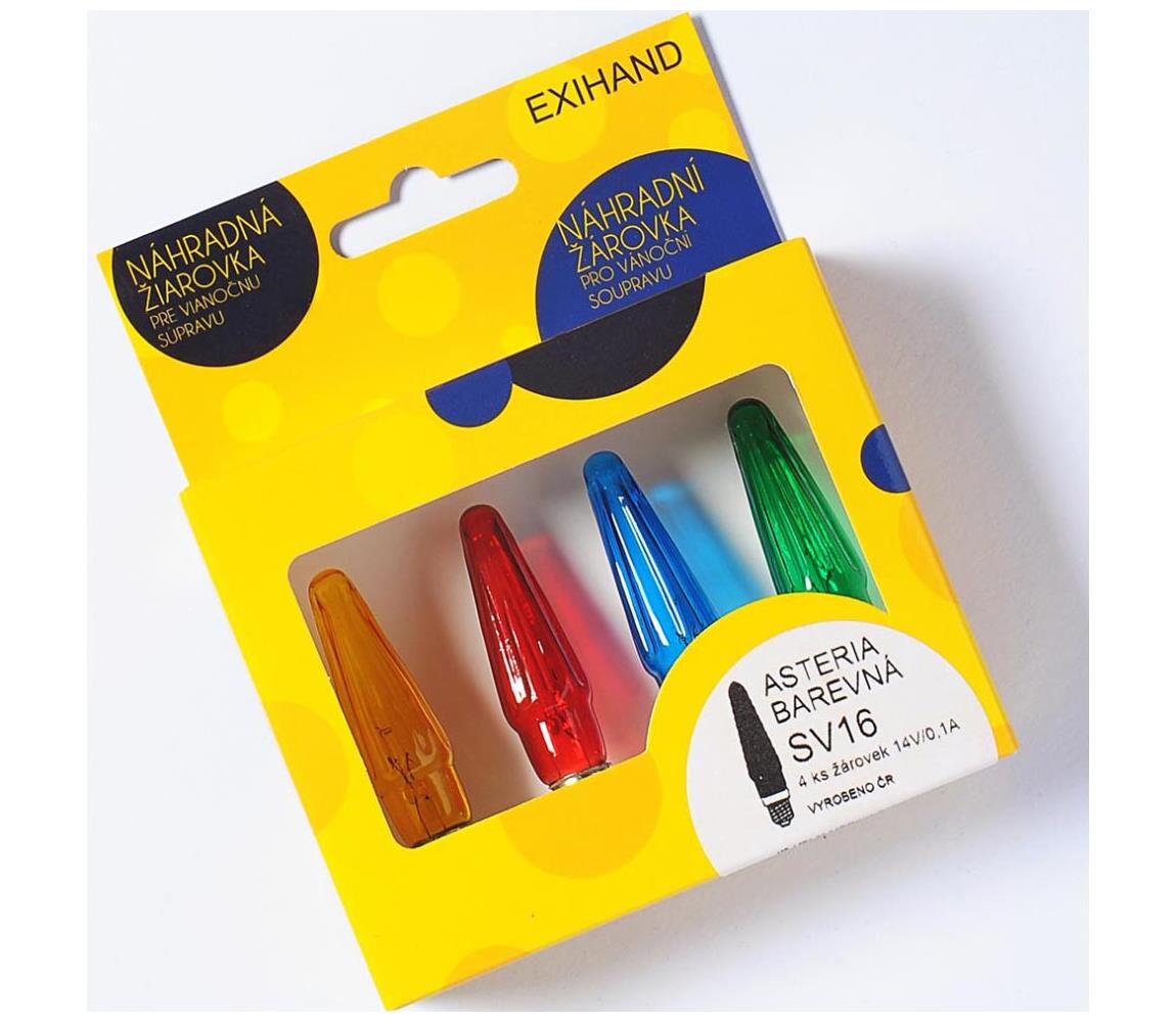 SADA 4 x Náhradní žárovka ASTERIA E10/14V/0,1A barevná mix 162100.B