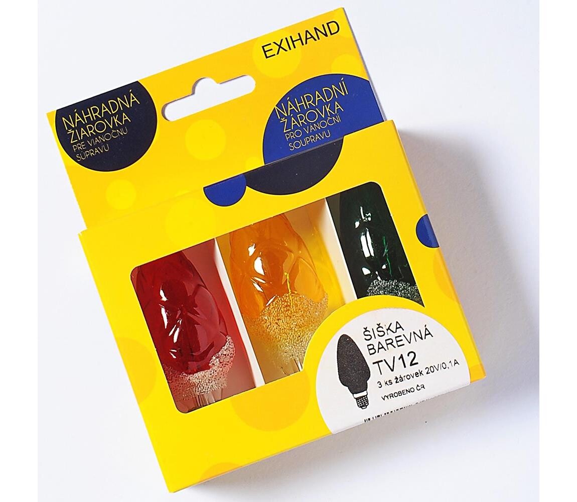 SADA 3 x Náhradní žárovka CONE E10/20V/0,1A barevná 168100.B