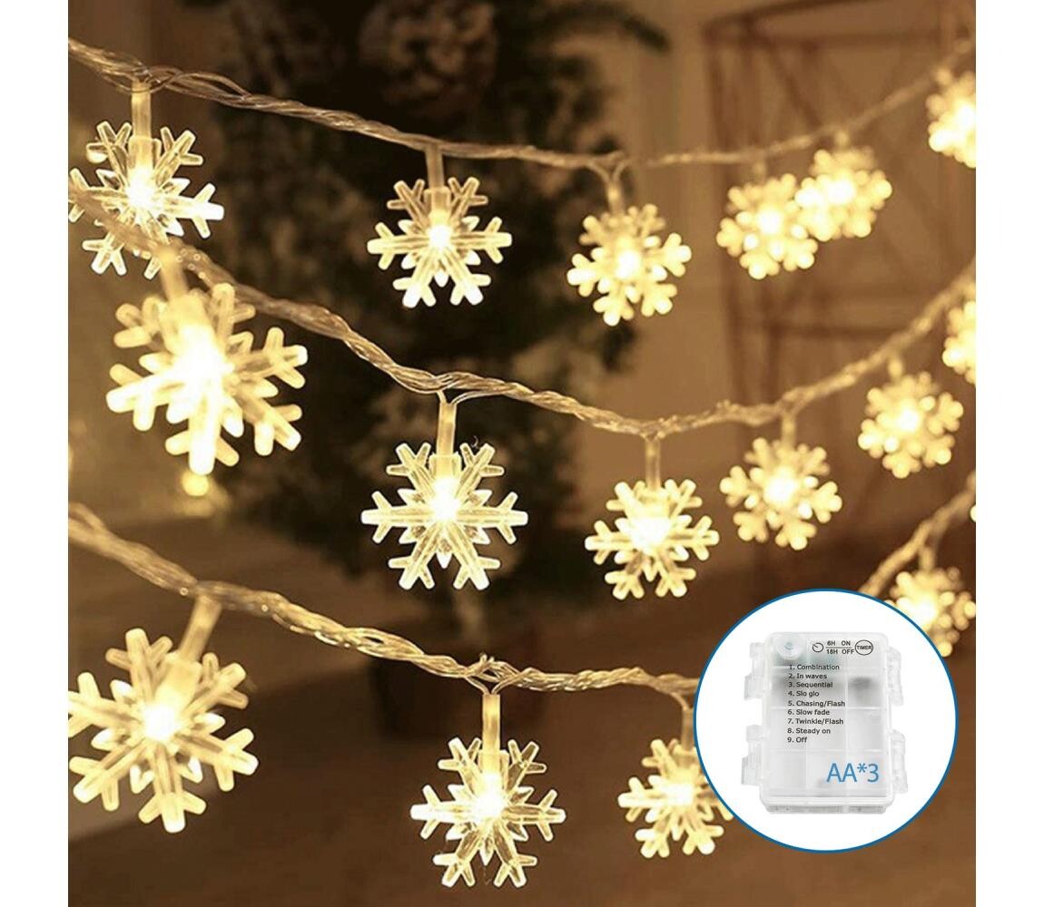 B.V.  - LED Vánoční řetěz 20xLED/3xAA 3,3m vločky B10303Q76