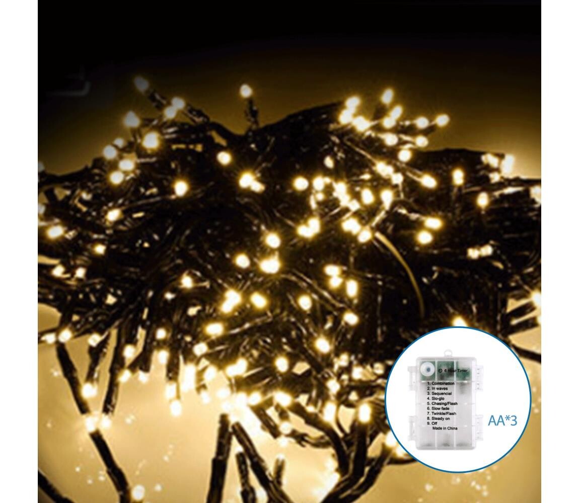 B.V.  - LED Venkovní vánoční řetěz 50xLED/8 funkcí 3xAA 5,3m IP44 teplá bílá B10303K5H