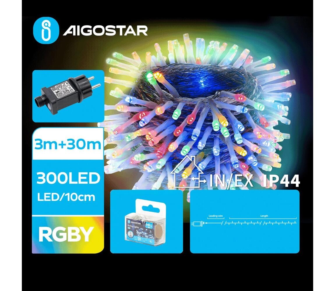 B.V.  - LED Venkovní vánoční řetěz 300xLED/8 funkcí 33m IP44 multicolor B103031PB